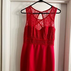 Thalia Sodi Hot Pink & Lace Sleeveless Dress